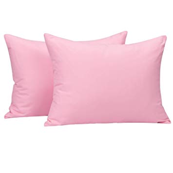 NTBAY Microfiber Toddler Pillowcases, 2 Pcs Zipper Closure Travel Pillow Covers, 13 x 18, Pink