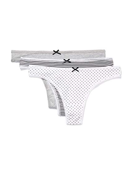 Amazon Brand - Iris & Lilly Women's Cotton Thong with Bow, Pack of 3