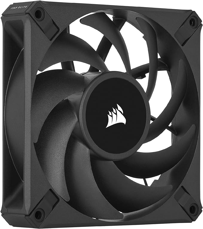 Corsair AF120 ELITE, High-Performance 120mm PWM Fluid Dynamic Bearing Fan with AirGuide Technology (Low-Noise, Zero RPM Mode Support) Single Pack - Black