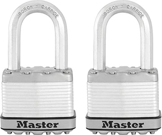 Master Lock Padlock, Magnum Laminated Steel Lock, 2 in. Wide, M5XTLF (Pack of 2-Keyed Alike)