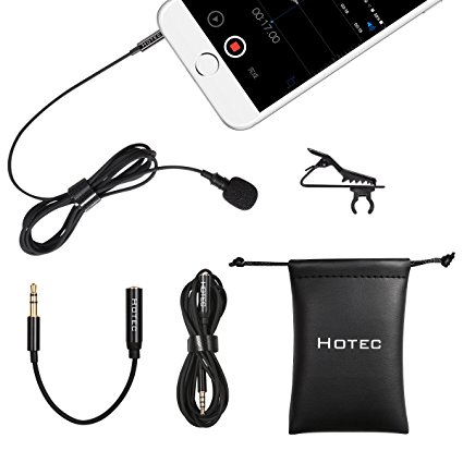 Hotec Lavalier Microphone, 3.5mm Lapel Microphone for Podcasts with iPhone & Other Smartphones
