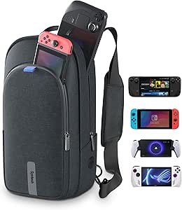 Syntech Carrying Case Compatible with Steam Deck OLED/ROG Ally X/PlayStation Portal, Sling Bag for Nintendo Switch/Legion Go, Portable Travel Bag for Consoles & Accessories with Large Storage Space