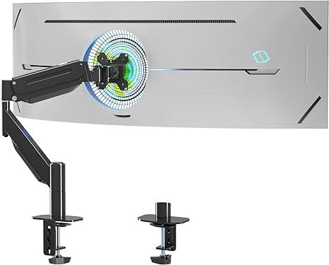 Suptek Ultrawide Monitor Arm, Heavy Duty Monitor Arm for Ultrawide Monitors up to 43 inches and 28.6 lbs, Single Desk Mount Stand, Pneumatic Height,C-Clamp and Grommet Desk Mount MD71M