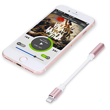 Tranesca 3.5mm Audio Jack Headphone Adapter Compatible with iPhone 7/7s/iPhone 8/8s/iPhone X/XS/XR - (Rose Gold)