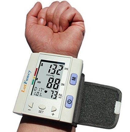 LotFancy FDA Approved Auto Digital Wrist Blood Pressure Monitor with Case,30x4 Memories, WHO Indicator,Irregular Heartbeat Detector,Last 3 Results Average