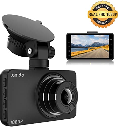 Lamtto Dash Cam 1080P FHD Dash Cameras 3 Inch Rechargeable Fish-eye Car Video Recorder Dashboard with Parking Monitor Motion Detection G-Sensor Loop Recording