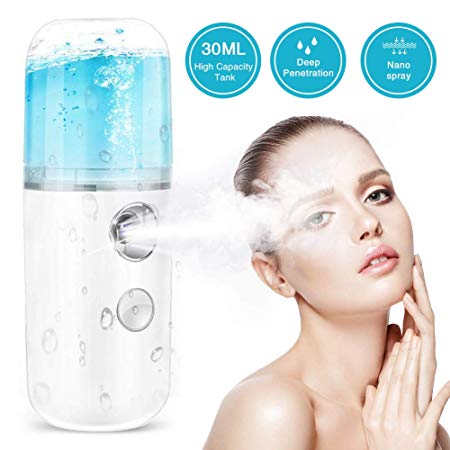 Filfeel Nano Facial Mist Sprayer, 30ml Handy Atomization Machine Face Moisturizing Hydration Refreshing Face Care Portable Travel Home Use USB Charging