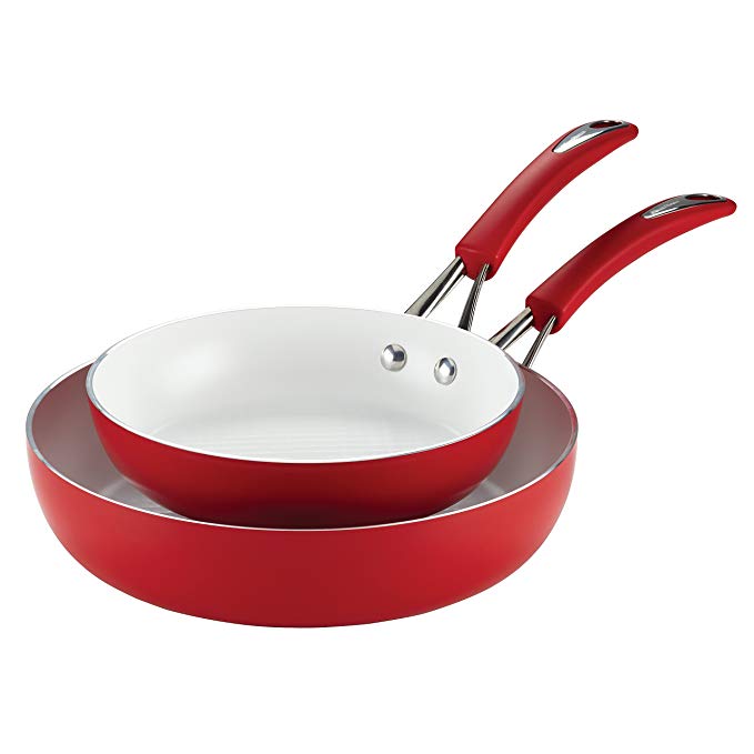 SilverStone Ceramic Nonstick Aluminum Deep Skillet Set, 9-Inch & 11.25-Inch Twin Pack, Chili Red, CXi