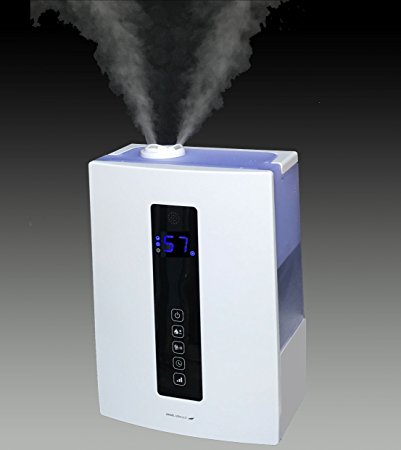 Warm & Cool Dual Mist Humidifier Large 6L/1.6 Gallon Tank with LED Digital Display and Touch Control Panel, Great for Office Bedroom Baby, Ultra Quiet with Night Lights, Filter Free, 360° Rotatable Nozzle