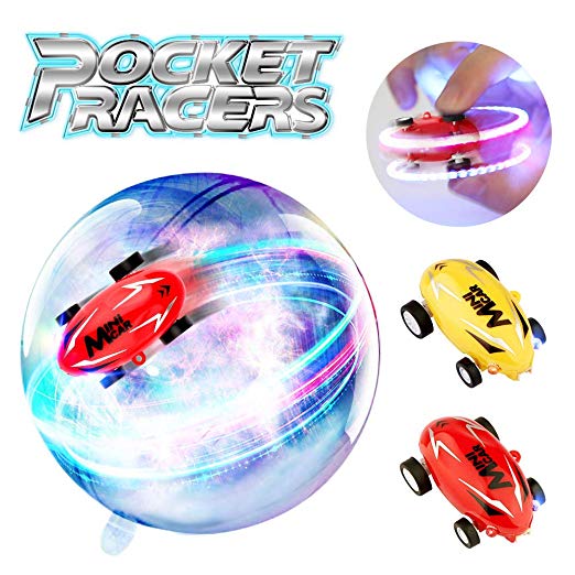 Growsland Mini High Speed Cars Micro Racer Toys, 2 Pack Spin Toys Rechargeable Stunt Race Cars with LED Light Novelty Stress Relief Toys Cars Gifts for Adults Kids Boys Girls