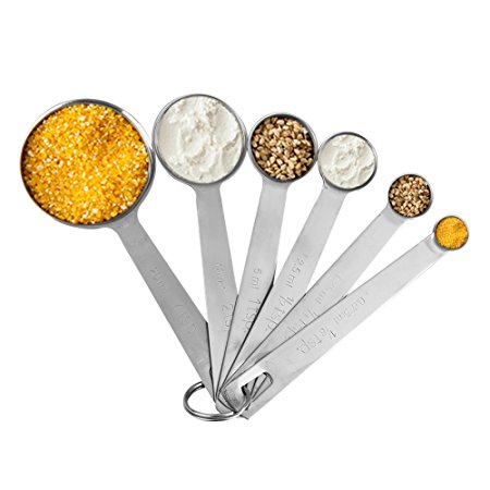 Topsky Stainless Steel Measuring Spoons for Accurately Measuring Dry and Liquid Ingredients with Precise Capacity - Set of 6