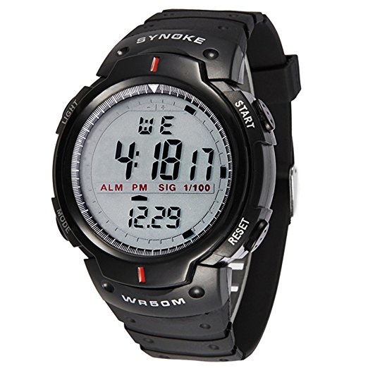 Silvercell Men Waterproof LED Digital Stopwatch Sports Wrist Watches Black