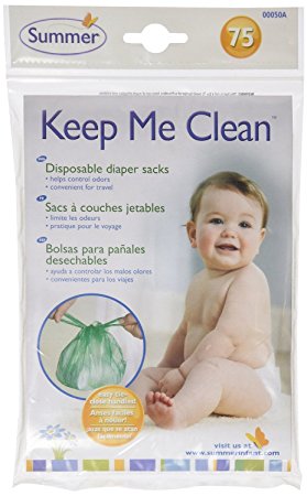 Summer Infant Keep Me Clean Disposable Diaper Sacks, Green - 150-Count