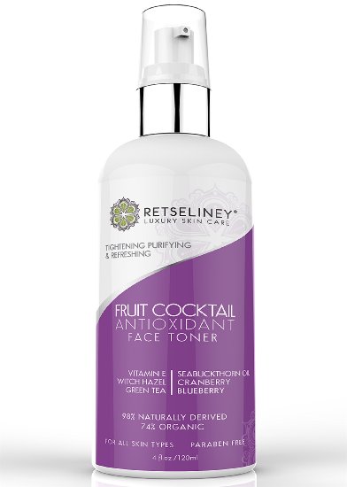 Retseliney Antioxidant Witch Hazel Alcohol-free Facial Toner with Green Tea and Aloe Vera Best Organic and Natural Anti Aging Skin Toner for Face Vegan Reduces Fine Lines and Wrinkles 4oz