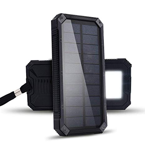 Renogy Solar Power Bank 15000mAh Charger Portable Outdoor Water Resistant Dual USB Solar Panel Battery Backup with Led Light for iPhone iPad GoPro Camera