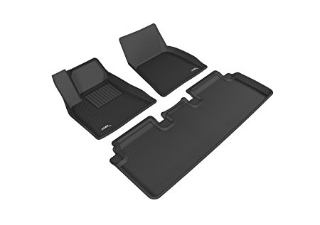 3D MAXpider L1TL00001509 Complete Set Custom Fit All-Weather Floor Mat for Select Tesla Model S Models - Kagu Rubber (Black)