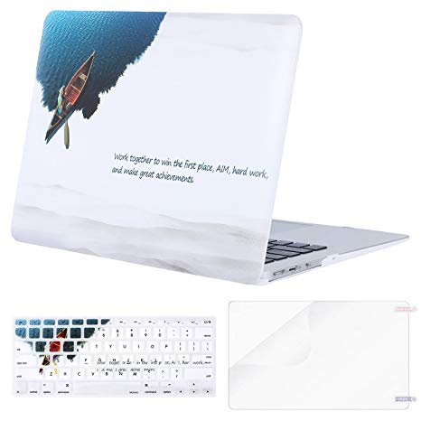 Mosiso Plastic Pattern Hard Case & Keyboard Cover & Screen Protector for MacBook Air 13 Inch (Models: A1369 & A1466, Older Version Release 2010-2017), Ambition Boat