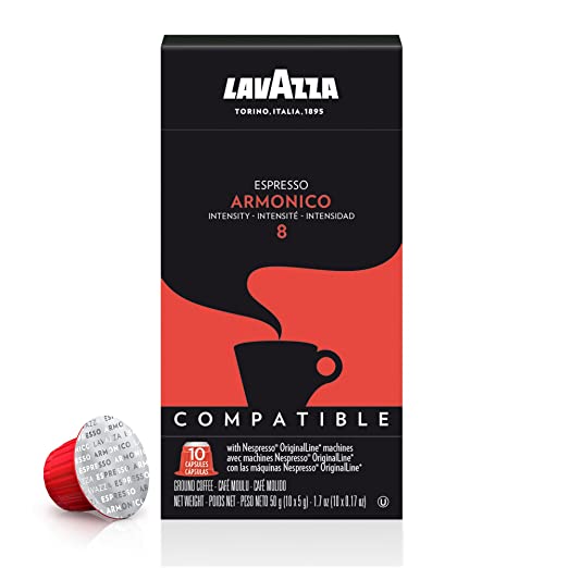 Lavazza Premium Coffee Corp Nespresso OriginalLine Compatible Capsules, Armonico Espresso, Dark Roast Coffee, 10 ct