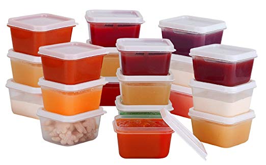 Greenco Mini Food Storage Containers, Condiment, and Sauce Containers, Baby Food Storage and Lunch Boxes, Leak-resistant, 2.3 oz Each, Set of 20