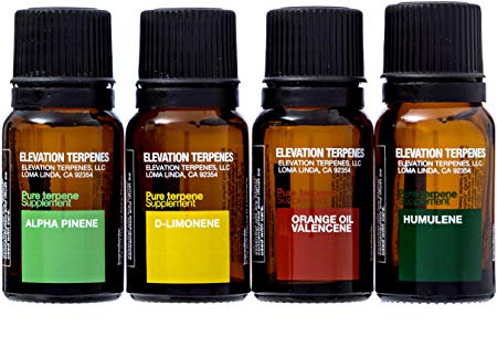 Elevation Terpenes Energy Pack Four Pack (D-Limonene, Humulene, Alpha-Pinene, Orange-Oil Valencene)