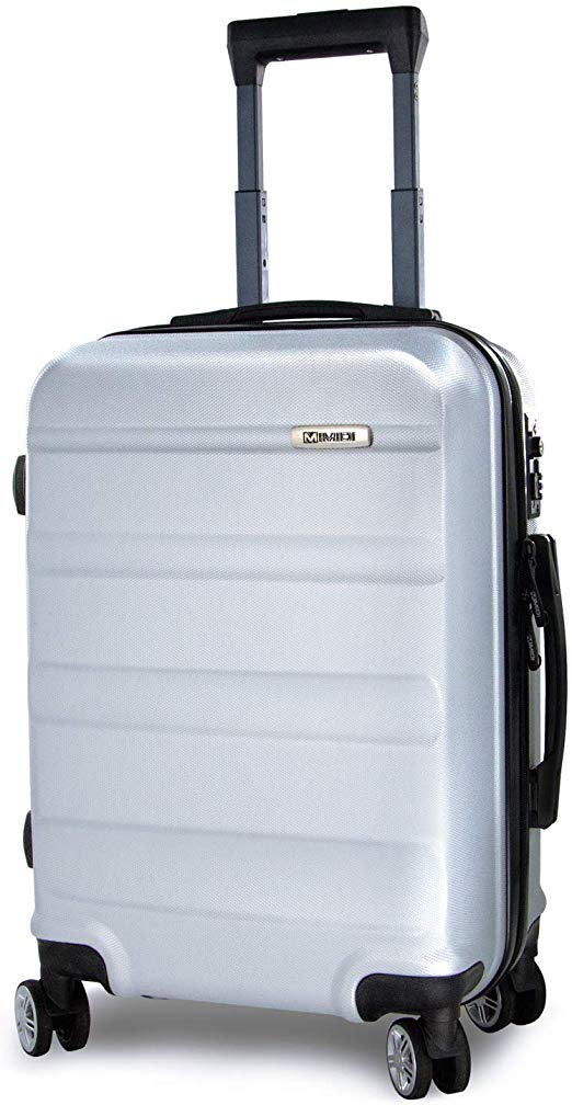 Spinner Carry On Luggage 20 Inches - Spinner Wheels and Built in TSA Lock - Lightweight ABS Hardside Suitcase - Explosion-proof Zipper - Silver