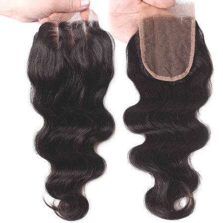 Elva Hair 3 Part Closure Body Wave Virgin Brazilian Hair 130% Density Lace Closure (8 Inch)
