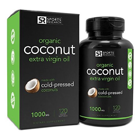 Organic Coconut Oil 1000mg; The Only Vegetarian and Vegan safe Coconut Oil Capsule Available; Non-GMO & Gluten Free - 120 Veggie Softgels; Made In USA