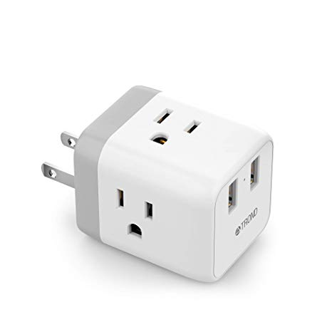 Japan Power Adapter, TROND US to Japan Travel Plug Adapter, 3 Prong to 2 Prong Adapter Outlet Extender Splitter for USA Canada China Peru Philippines, Cruise Power Strip with USB Outlets, Type A