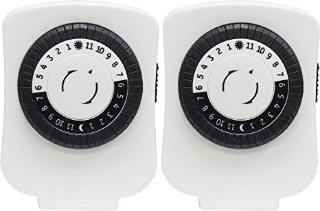 GE 24-Hour On/Off Plug-In Mechanical Timer with 1 Outlet, 2-pack