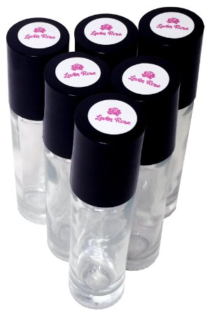 HIGHEST QUALITY Solid Glass Roller Bottles - 6 PACK of 10ml Roll On Bottles by Leven Rose - Refillable Roll-On Bottles for Aromatherapy Essential Oils and Carrier Oils