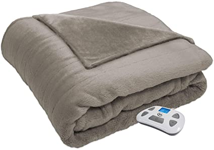 Serta 874478 Silky Plush Electric Heated Warming Blanket Twin Sand Washable Auto Shut Off 10 Heat Settings