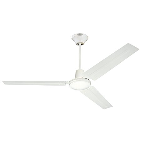 7812700 Industrial 56-Inch Three-Blade Indoor Ceiling Fan, White with White Steel Blades