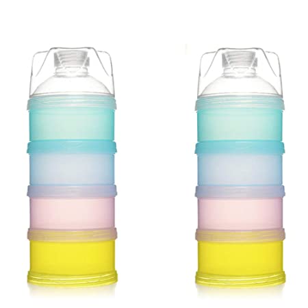 Yafeco 2Pcs Stackable Formula Dispenser Bap Free,Detachable Design with Four Folds Baby Feeding Travel Snack Storage Container