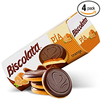 Biscolata Pia Cookies with Fruit Filling – 4 Pack Snacks Soft Baked Cookies (Orange)