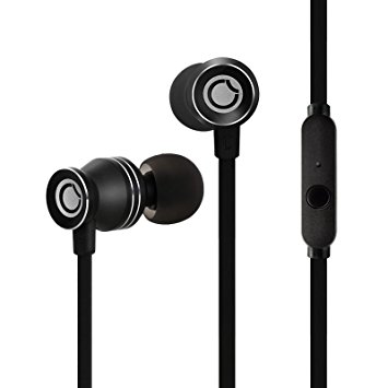 GGMM C300 In- Ear Noise Isolating Earphones with Metal Shell, High Definition Headphones with Mic, 1.2m Cable Length, TPE Flat Cable for iPhone iPad Samsung Android Smartphones Tablets PC MP3 Players, (Black)