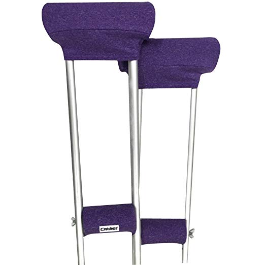 Crutcheze Purple Heather Crutch Pad Set - Underarm & Hand Grip Covers with Comfortable Padding - Crutch Accessories Made In USA (2 Armpit, 2 Hand Cushion)