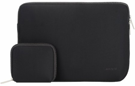 Mosiso Laptop Sleeve, Water-resistant Neoprene 15-15.6 Inch Laptop / Notebook Computer / MacBook Pro / MacBook Air Case Bag Cover with Small Case for MacBook Charger or Magic Mouse, Black