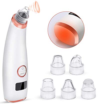 Blackhead Remover Pore Vacuum Cleaner with Hot Compress Function, Liaboe Pore Cleanser with 3 * 3 suction Facial Grease Acne Comedone Removel Tool for Women Men Face, Beauty Device with 5 Probe