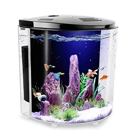 FREESEA 1.4 Gallon Betta Aquarium Fish Tank with LED Light and Filter Pump