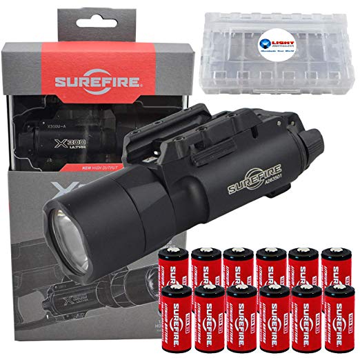 SureFire X300U-A Ultra High Output 1000 Lumens LED Weapon Light with 12 Extra CR123A and 3 Lightjunction Battery Case