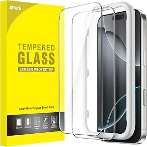 JETech Screen Protector for iPhone 16 Pro 6.3-Inch, Tempered Glass Film with Easy Installation Tool, Case-Friendly, HD Clear, 2-Pack