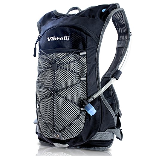 LAUNCH DEAL: Vibrelli Hydration Pack & 2L Hydration Bladder - PATENTED Anti-Microbial Technology & High Flow Bite Valve - Running Backpack, Cycling Pack, Water Backpack & Hydration Backpack