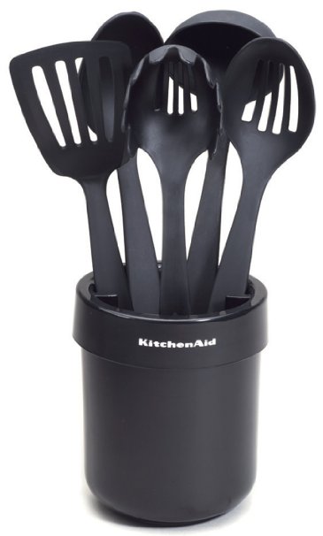 Kitchenaid 5-Piece Kitchen Tool Set with Crock, Black