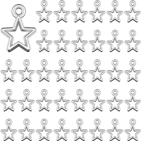 150 Pieces Antique Silver Hollow Star Pendants 14 x 11 mm Tibetan Celestial Mini Star Dangle Charms for Jewelry Making Craft Supplies