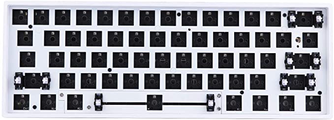 EPOMAKER GK61XS RGB Bluetooth 5.1 Wired/Wireless Hotswap DIY Kit with Split Spacebar Module for 60% Keyboard, PCB Mounting Plate Case (GK61XS White)