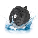 Photive Rain WaterProof Portable Bluetooth Shower speaker Rugged Wireless OutdoorShower Speaker with Built in Microphone - Black