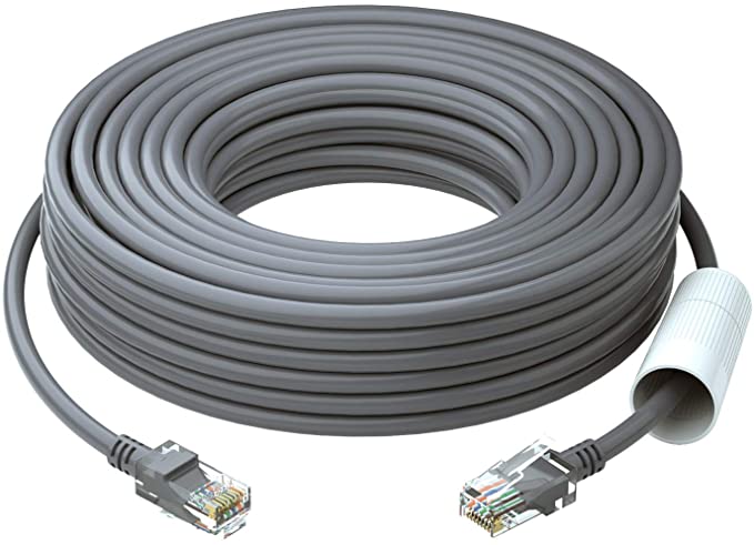 ZOSI Cat5e Ethernet Cable 60ft White -High Speed Network RJ45 wire cord for POE security cameras system , PoE switch, internet router , computer , IP cameras (20M)