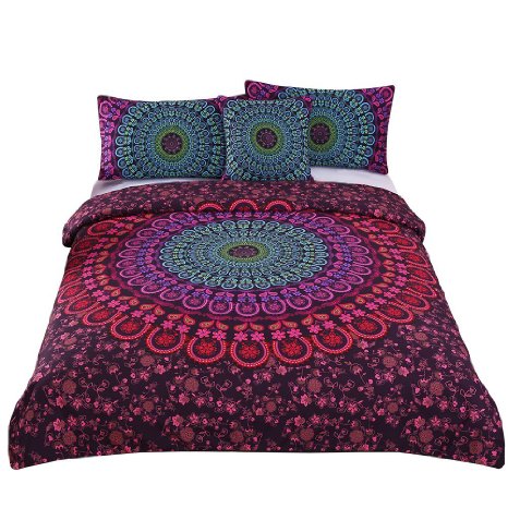 Sleepwish 4 Pcs Mandala Bedding Posture Million Romantic Soft Bedclothes Plain Twill Boho Bohemian Duvet Cover Set Twin Size