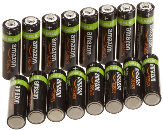 AmazonBasics AA Rechargeable Batteries 16-Pack - Packaging May Vary