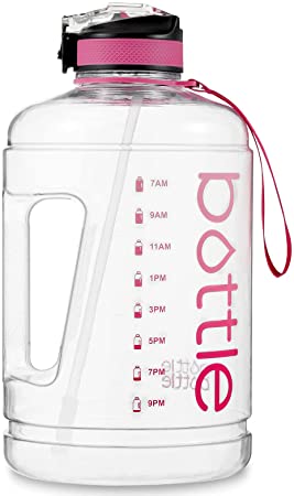 BOTTLE BOTTLE Gallon Water Bottle Motivational with Straw&Big Handle, 128oz/1 Gallon Water Bottle Ensure You Drink Enough Water Daily for any Outdoor/Indoor Activities.